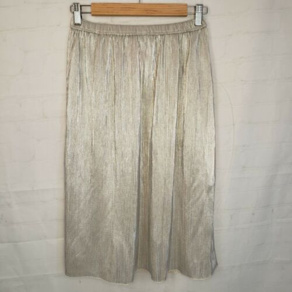 C&V CHELSEA & VIOLET S PLEATED MIDI SKIRT Silver
